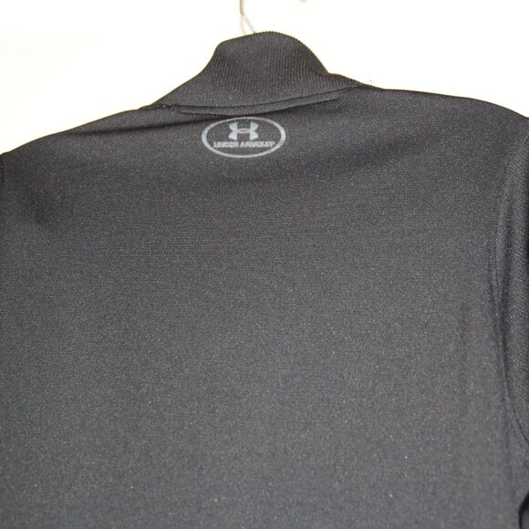 Under Armour Sweatshirt Men's XL Black Full Zip Mock Neck Loose Fleece Lined - Picture 5 of 7